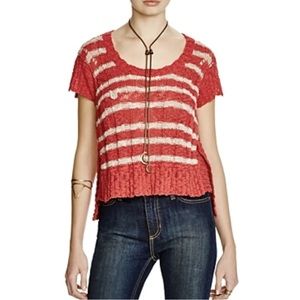 🍃💕NWOT Free People Wide Stripe Knit Cotton Linen Jumper Sweater Vest Size M